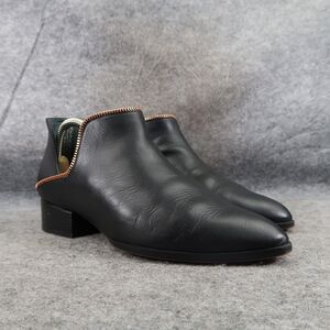 Halogen Shoes Womens 8.5 Booties Leather Classic Cutout Slip On Block Heel Biker